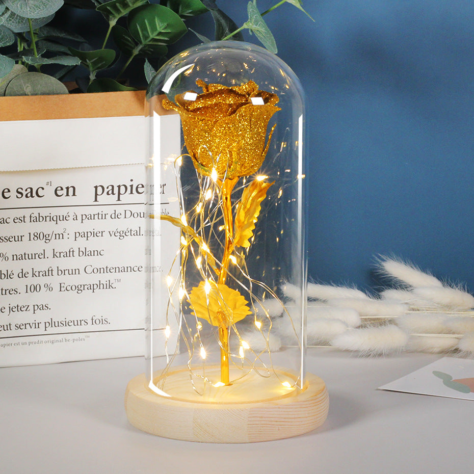 Enchanted Rose in Glass Dome with LED Lights