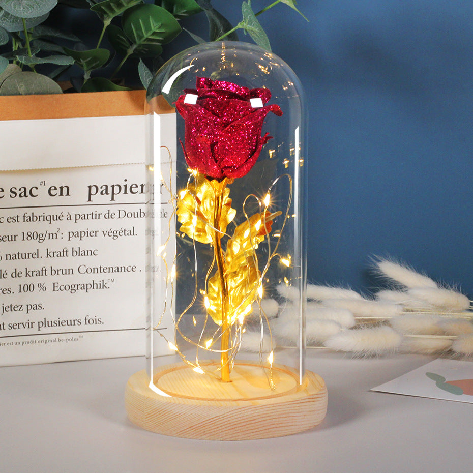 Enchanted Rose in Glass Dome with LED Lights
