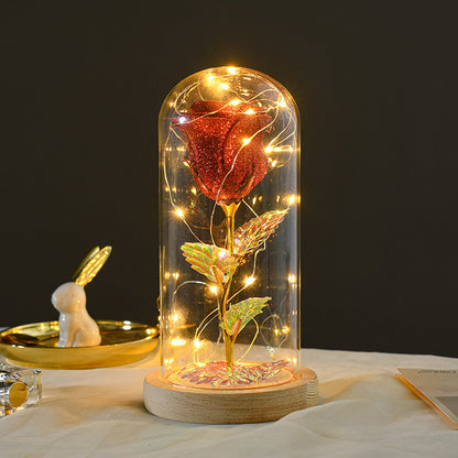 Enchanted Rose in Glass Dome with LED Lights